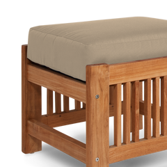 Summer Teak Fawn Outdoor Ottoman with Sunbrella® Cushion - Ornate Home