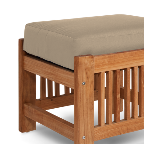 Summer Teak Fawn Outdoor Ottoman with Sunbrella® Cushion - Ornate Home