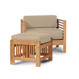 Summer Teak Fawn Outdoor Ottoman with Sunbrella® Cushion - Ornate Home