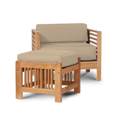 Summer Teak Fawn Outdoor Ottoman with Sunbrella® Cushion - Ornate Home