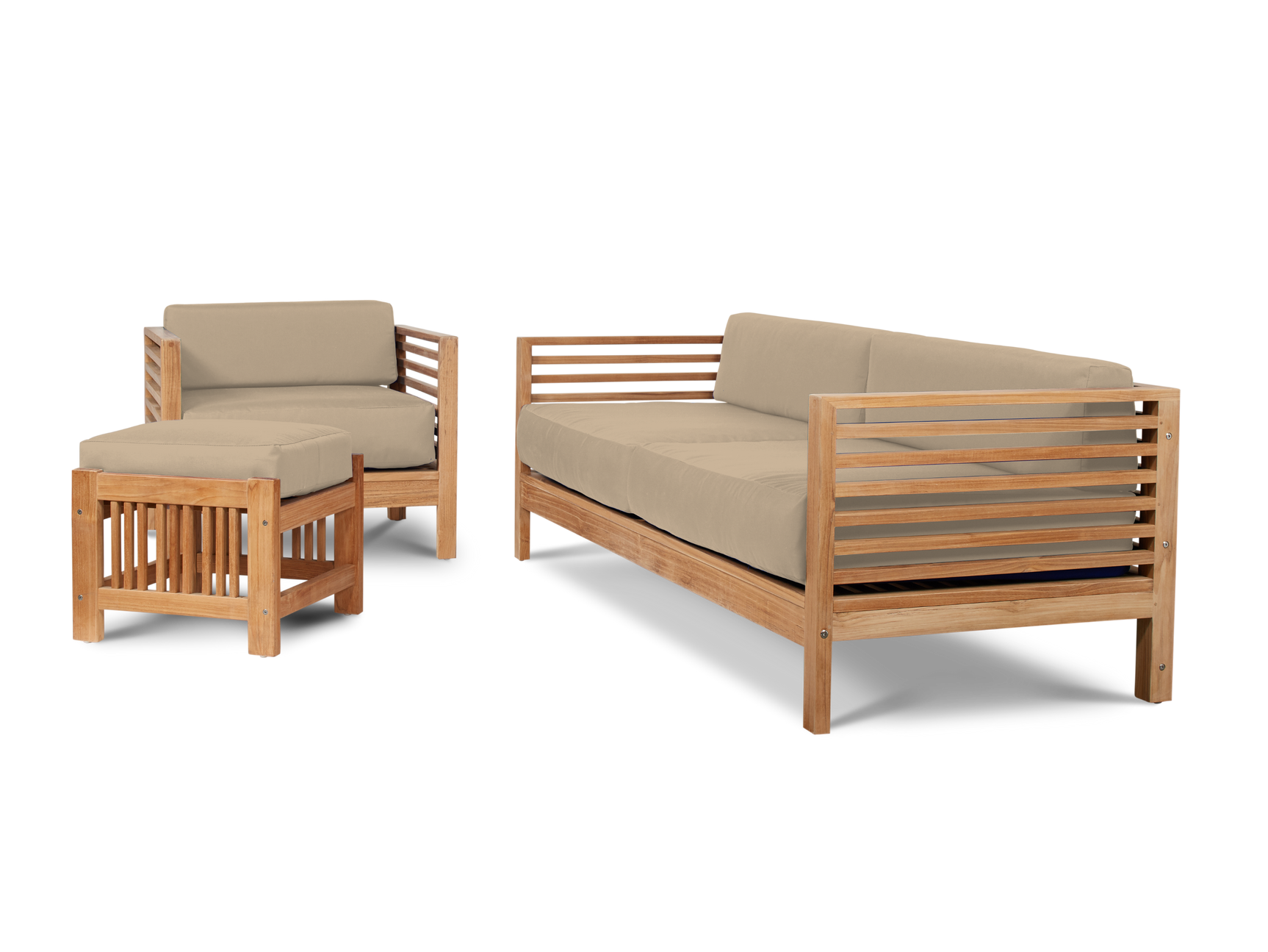 Summer Teak Fawn Outdoor Sofa with Sunbrella® Cushion - Ornate Home