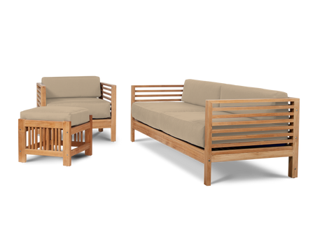 Summer Teak Fawn Outdoor Sofa with Sunbrella® Cushion - Ornate Home