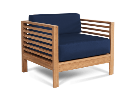 Summer Teak Navy Outdoor Club Chair with Sunbrella® Cushion - Ornate Home
