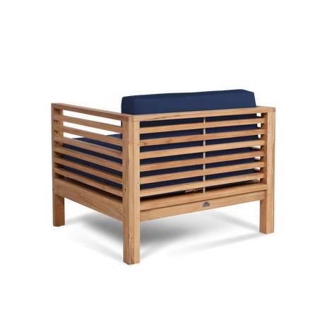 Summer Teak Navy Outdoor Club Chair with Sunbrella® Cushion - Ornate Home