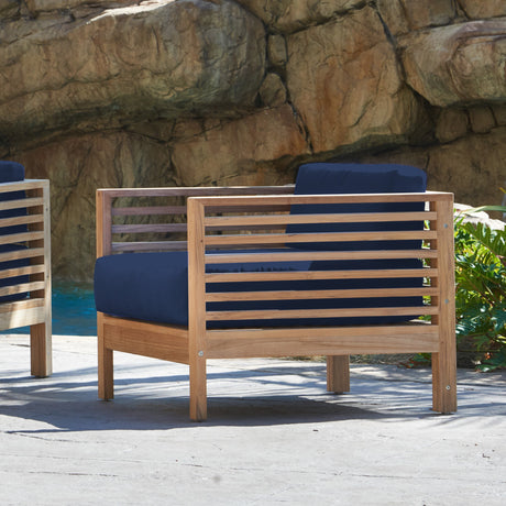 Summer Teak Navy Outdoor Club Chair with Sunbrella® Cushion - Ornate Home