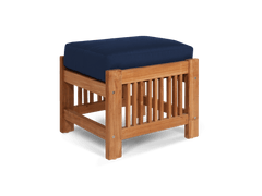 Summer Teak Navy Outdoor Ottoman with Sunbrella® Cushion - Ornate Home