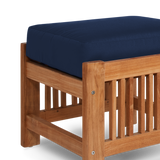 Summer Teak Navy Outdoor Ottoman with Sunbrella® Cushion - Ornate Home