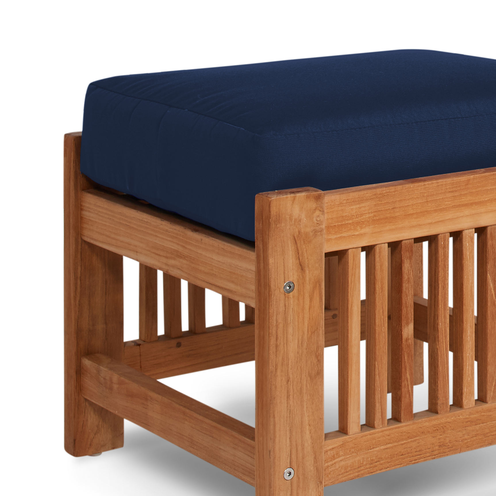 Summer Teak Navy Outdoor Ottoman with Sunbrella® Cushion - Ornate Home
