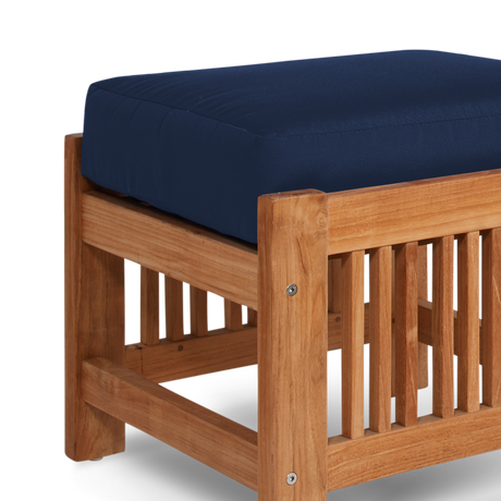 Summer Teak Navy Outdoor Ottoman with Sunbrella® Cushion - Ornate Home