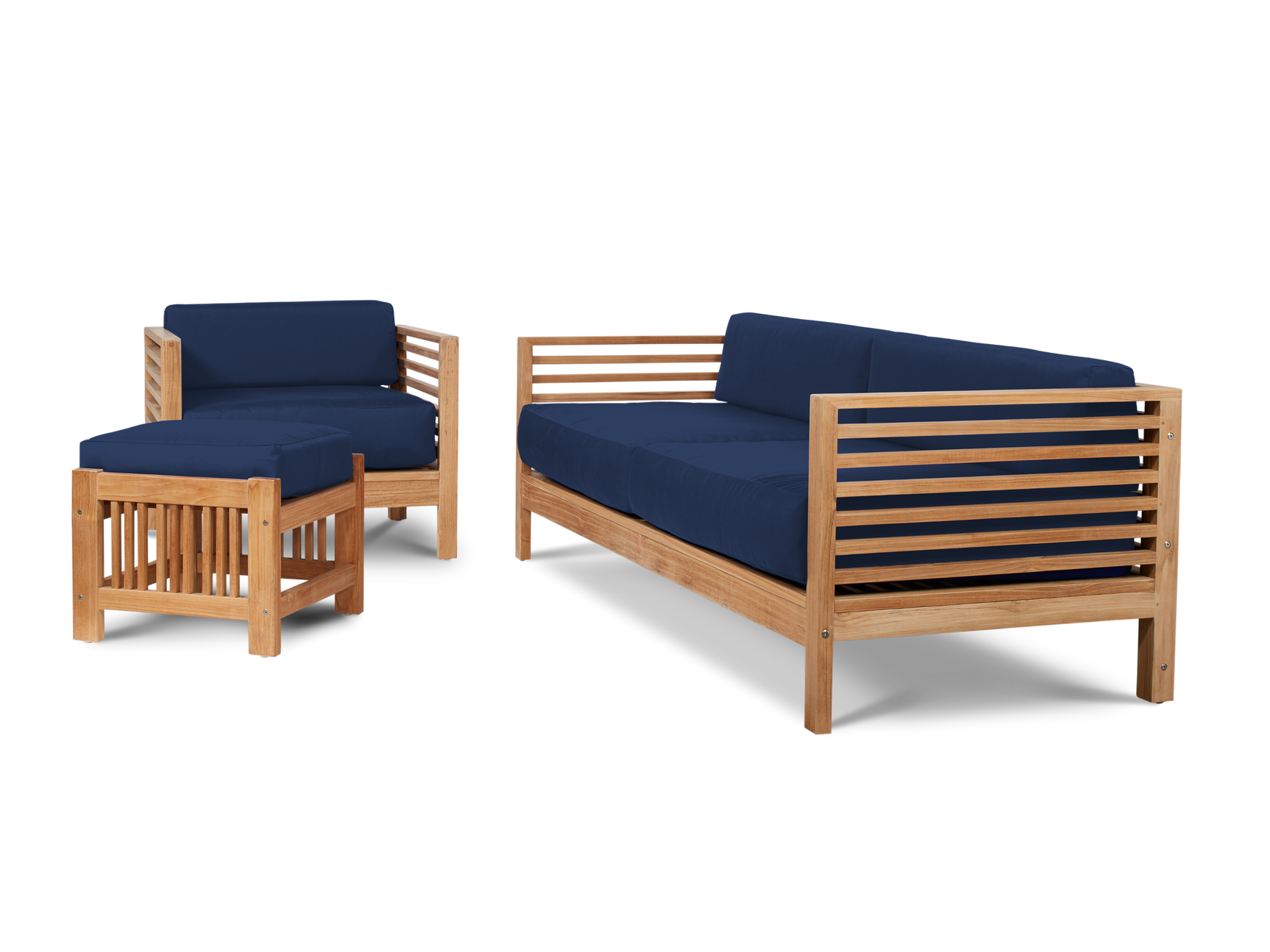 Summer Teak Navy Outdoor Sofa with Sunbrella® Cushion - Ornate Home