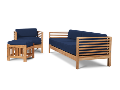 Summer Teak Navy Outdoor Sofa with Sunbrella® Cushion - Ornate Home