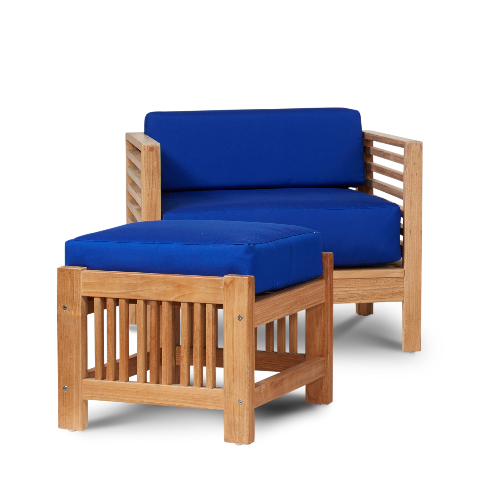 Summer Teak True Blue Outdoor Club Chair with Sunbrella® Cushion - Ornate Home