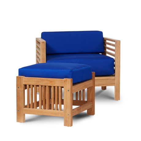 Summer Teak True Blue Outdoor Club Chair with Sunbrella® Cushion - Ornate Home