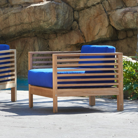 Summer Teak True Blue Outdoor Club Chair with Sunbrella® Cushion - Ornate Home