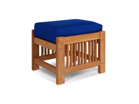 Summer Teak True Blue Outdoor Ottoman with Sunbrella® Cushion - Ornate Home