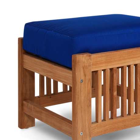 Summer Teak True Blue Outdoor Ottoman with Sunbrella® Cushion - Ornate Home
