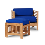 Summer Teak True Blue Outdoor Ottoman with Sunbrella® Cushion - Ornate Home