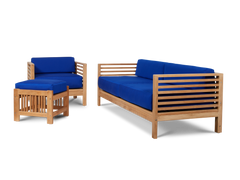 Summer Teak True Blue Outdoor Sofa with Sunbrella® Cushion - Ornate Home