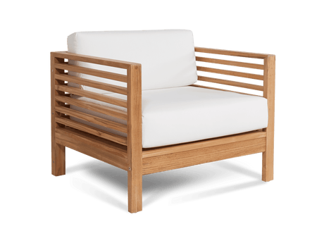 Summer Teak White Outdoor Club Chair with Sunbrella® Cushion - Ornate Home