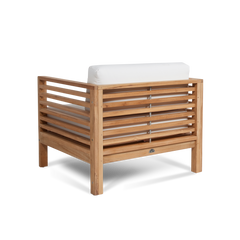 Summer Teak White Outdoor Club Chair with Sunbrella® Cushion - Ornate Home