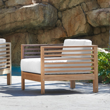 Summer Teak White Outdoor Club Chair with Sunbrella® Cushion - Ornate Home