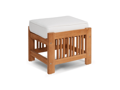 Summer Teak White Outdoor Ottoman with Sunbrella® Cushion - Ornate Home