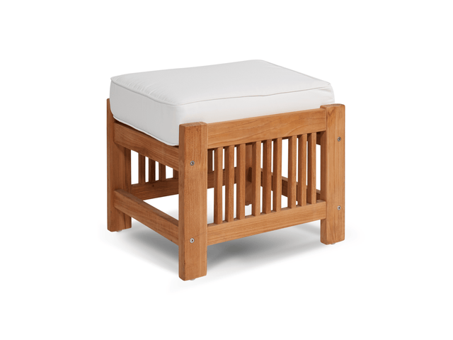 Summer Teak White Outdoor Ottoman with Sunbrella® Cushion - Ornate Home