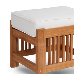 Summer Teak White Outdoor Ottoman with Sunbrella® Cushion - Ornate Home