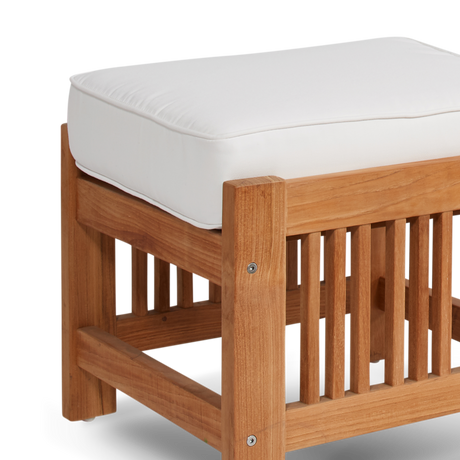 Summer Teak White Outdoor Ottoman with Sunbrella® Cushion - Ornate Home