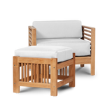 Summer Teak White Outdoor Ottoman with Sunbrella® Cushion - Ornate Home