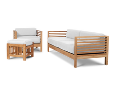 Summer Teak White Outdoor Sofa with Sunbrella® Cushion - Ornate Home