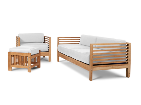 Summer Teak White Outdoor Sofa with Sunbrella® Cushion - Ornate Home