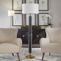 Summit Black/Gray Rustic Floor Lamp - Ornate Home