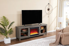 Summit Gray Walnut 70"W Fireplace TV Stand - Ornate Home