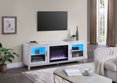 Summit White Walnut 70"W Fireplace TV Stand - Ornate Home