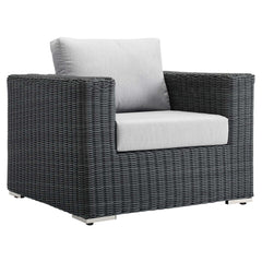 Summon Canvas Gray Outdoor Patio Fabric Sunbrella Armchair - Ornate Home