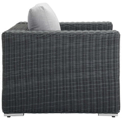Summon Canvas Gray Outdoor Patio Fabric Sunbrella Armchair - Ornate Home