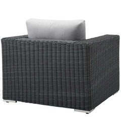 Summon Canvas Gray Outdoor Patio Fabric Sunbrella Armchair - Ornate Home