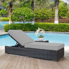 Summon Canvas Gray Outdoor Patio Sunbrella Chaise Lounge - Ornate Home