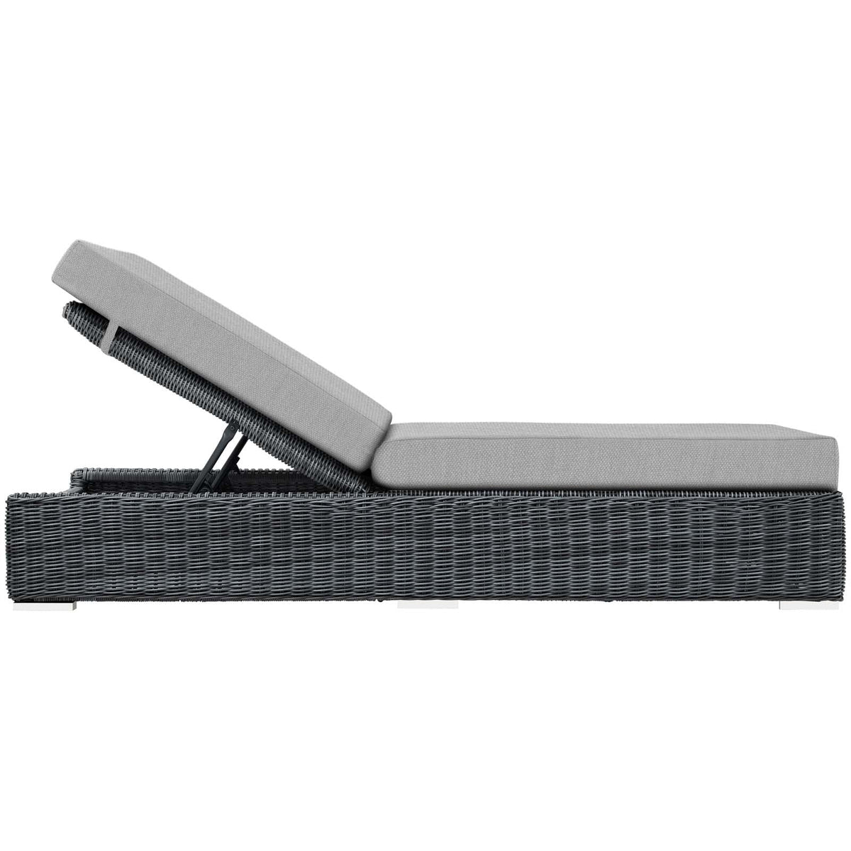 Summon Canvas Gray Outdoor Patio Sunbrella Chaise Lounge - Ornate Home
