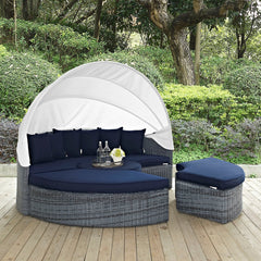 Summon Canvas Navy Canopy Outdoor Patio Sunbrella Daybed - Ornate Home