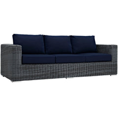 Summon Canvas Navy Outdoor Patio Sunbrella Sofa - Ornate Home