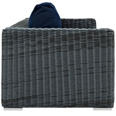 Summon Canvas Navy Outdoor Patio Sunbrella Sofa - Ornate Home