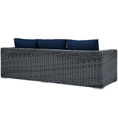 Summon Canvas Navy Outdoor Patio Sunbrella Sofa - Ornate Home