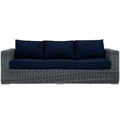 Summon Canvas Navy Outdoor Patio Sunbrella Sofa - Ornate Home