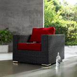 Summon Canvas Red Outdoor Patio Fabric Sunbrella Armchair - Ornate Home