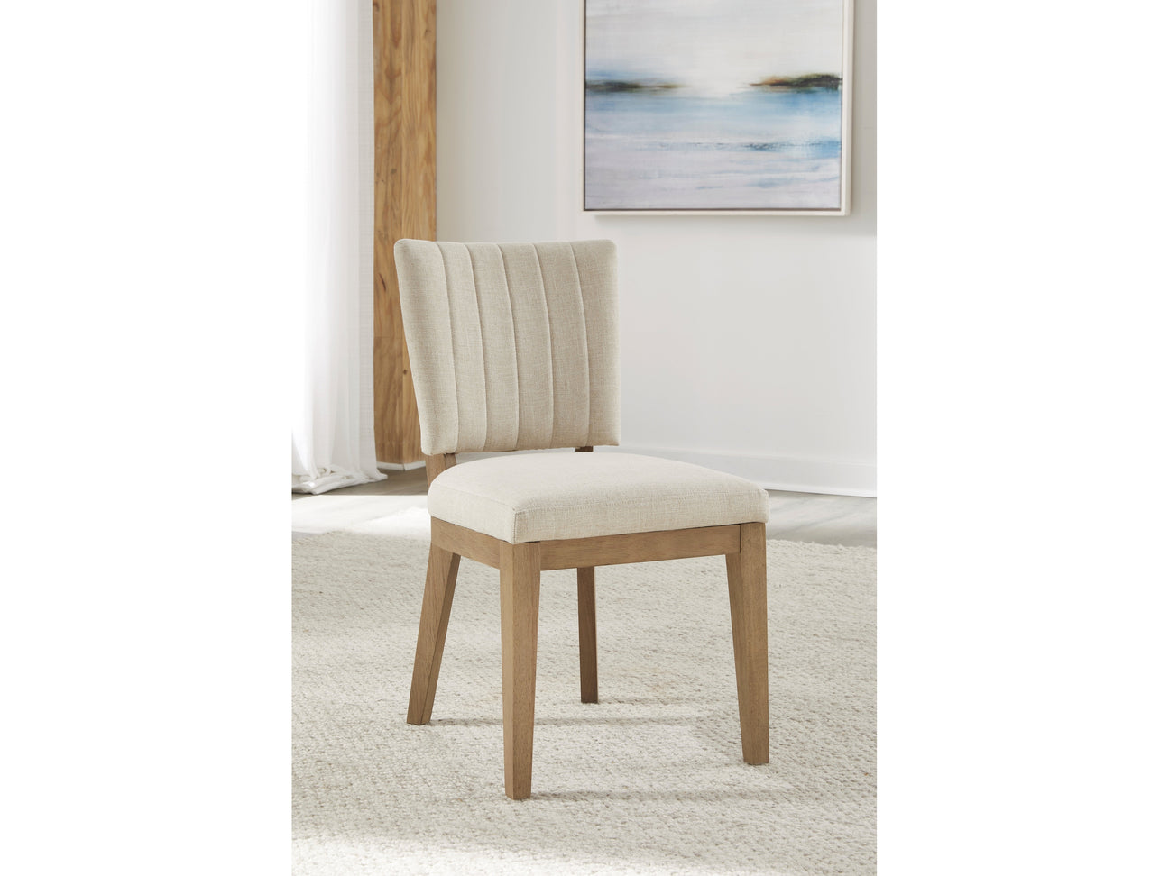 Sumner Natural Channel Back Upholstered Dining Chair (Set of 2) - Ornate Home