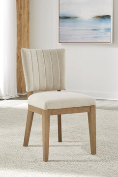 Sumner Natural Channel Back Upholstered Dining Chair (Set of 2) - Ornate Home