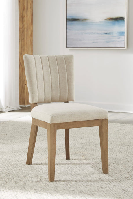 Sumner Natural Channel Back Upholstered Dining Chair (Set of 2) - Ornate Home