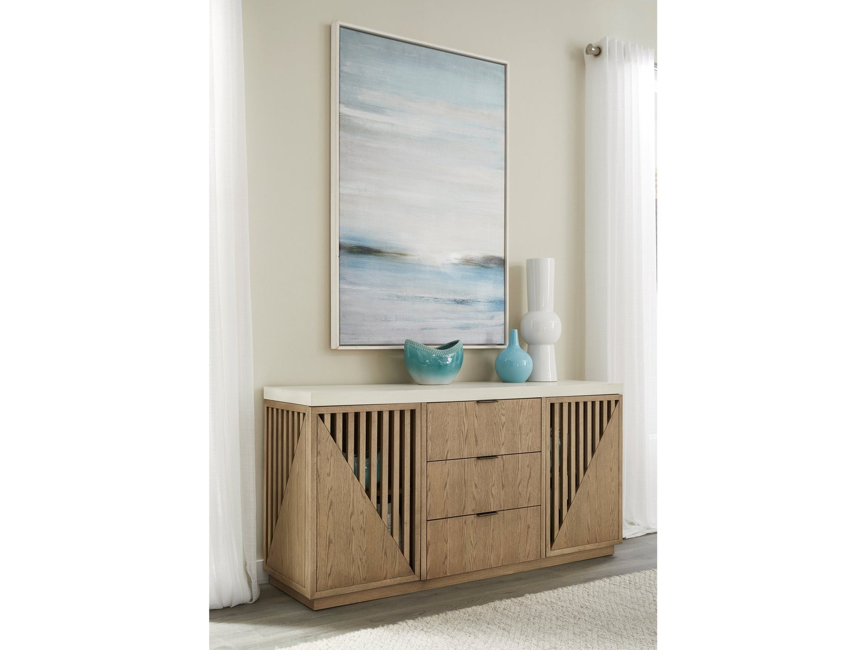 Sumner Three Drawer Two Door Sideboard in Natural - Ornate Home